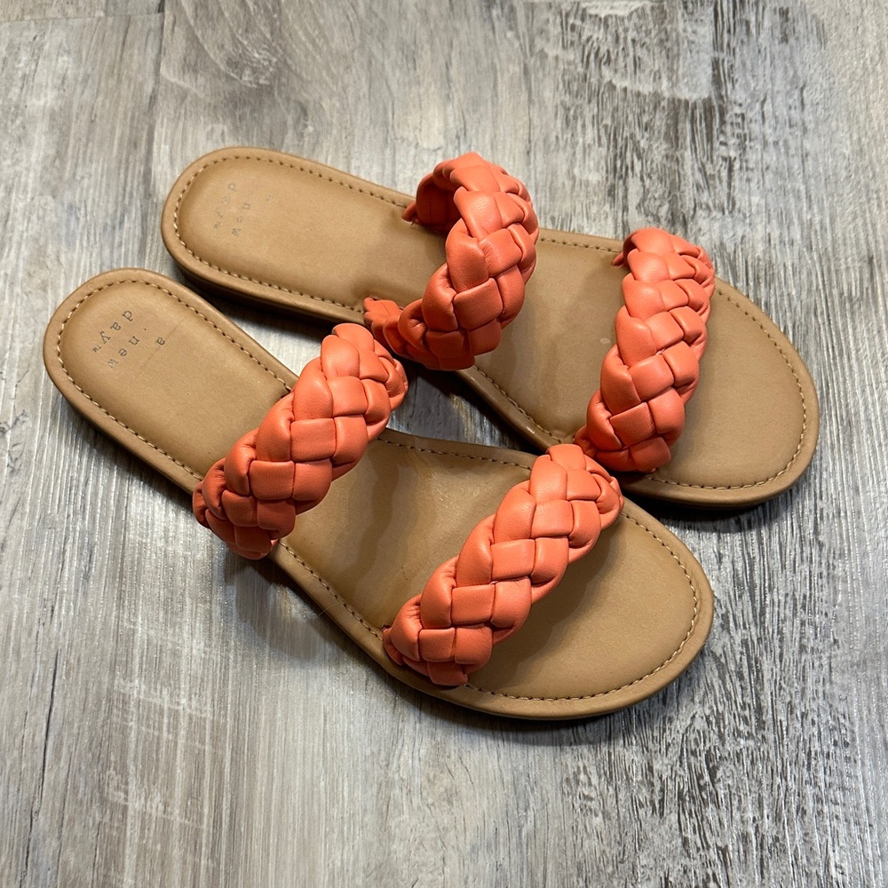 Orange Braided Sandals | Unworn, 8